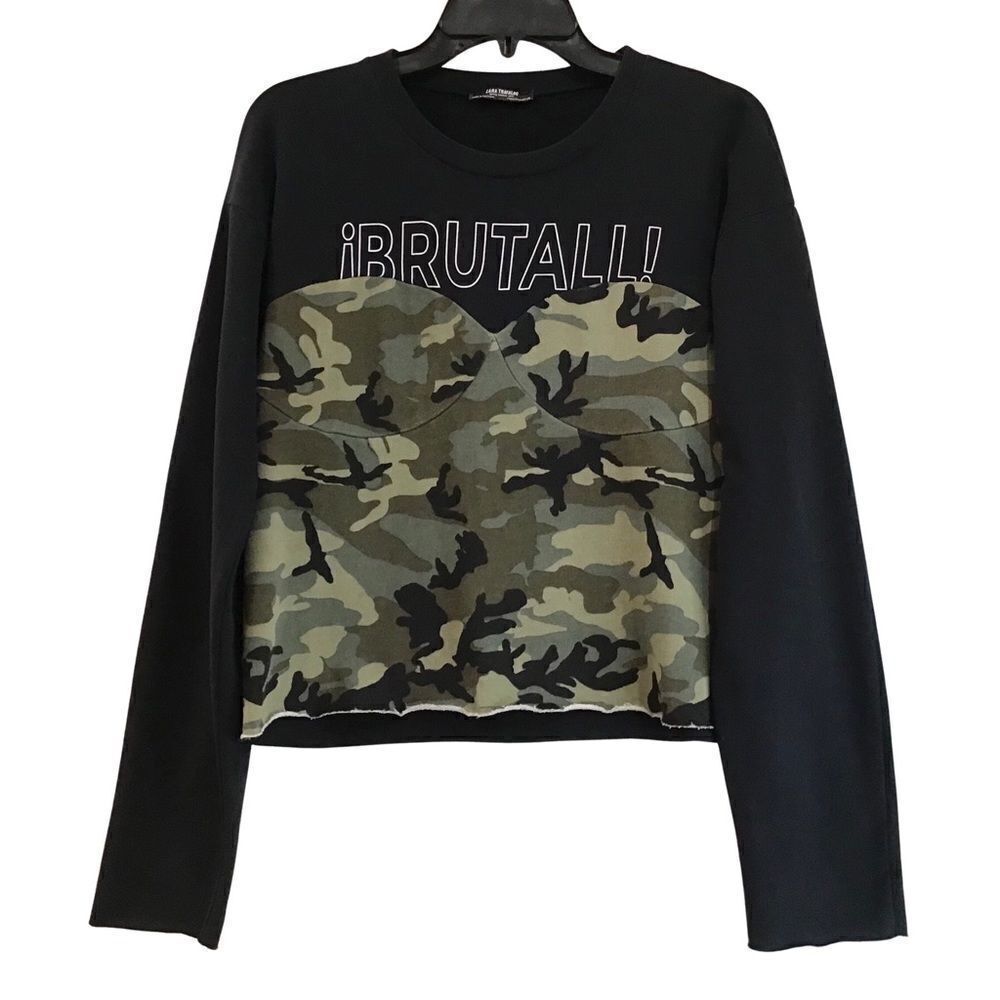 Sweatshirt, Black Camo, Zara Trafaluc, Size M